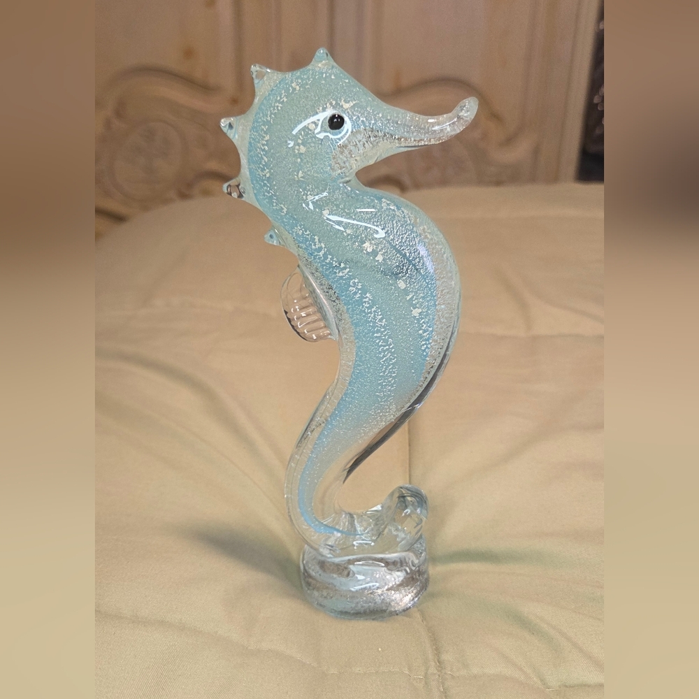Bluewater Outriggers Glass Seahorse Figurine Coastal Beach Decor